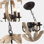 4 - Light Farmhouse Solid Wood Chandelier, Orb Geometric Chandelier Hanging Chandelier Wood Light Fixture Rustic Wooden Chandelier
