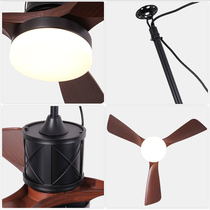 HW4202-GED-BellaDepot 24" Outdoor Modern Farmhouse LED Ceiling Fan with Remote Control, Plug in Ceiling Fan