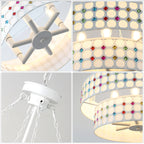 BD4083-BellaDepot 6 Lights Black/White Finish Vintage Chandelier, Home Decor Light Fixture with Adjustable Chain