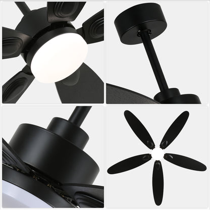 DC256001-BellaDepot 60" Modern Contemporary Stylish Design Ceiling Fan with Remote Control and LED Lights, Reversible 6 Speeds Ceiling Fan for All Seasons