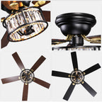 52 Inch Modern Glam Crystal Flush Mount Ceiling Fan with Lights and Remote, 6 Speeds DC Motor Reversible Low Profile Ceiling Fan