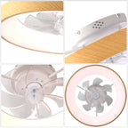 20 Inch Modern Smart Flush Mount Ceiling Fan with Dimmable LED Light, 6-Speed DC Motor Bladeless Ceiling Fan with Remote