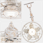 21 Inch Outdoor Waterproof Ceiling Fan with Dimmable LED Light and Remote Control, 6-Speed DC Motor Vintage Distressed White Plug In Ceiling Fan