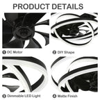 24 Inch Modern Smart Flush Mount LED Ceiling Fan with Light and Remote, 6 Speeds DC Motor Bladeless Low Profile Ceiling Fan