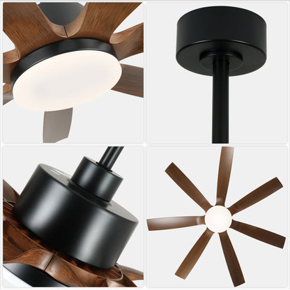 DC256002-BellaDepot 60 Inch Smart Remote-controlled Stylish Design Fan Lights with Remote Control and LED, Office Ceiling Fan