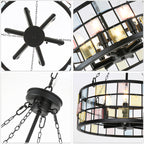 6 - Lights Modern Europe Chandelier, 17.7" Farmhouse Chandeliers for Dining Room with Adjustable Chain