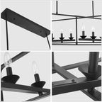 6 - Lights Rectangle Chandelier Dining Room Light Fixture Over Table, Modern Linear Kitchen Island Lighting with DIY Shape