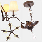 5 - Light Aged Brass Traditional Chandelier, Rustic Bronze Farmhouse Chandelier with Fabric Shades Candle Style Classic Chandelier for Living Room
