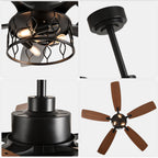 52 Inch Black Modern Ceiling Fan with Lights and Remote Control, 6 Speeds DC Motor Reversible Ceiling Fan for Living Room