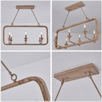 6 - Lights Rustic Distressed Wood Chandelier, Vintage Farmhouse Chandeliers for Dining Room Kitchen Island Lighting