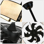 19 Inch Modern Ceiling Fan with Fabric Shade, 6-Speed DC Motor Bladeless Ceiling Fan with Lights and Remote Control for Bedroom