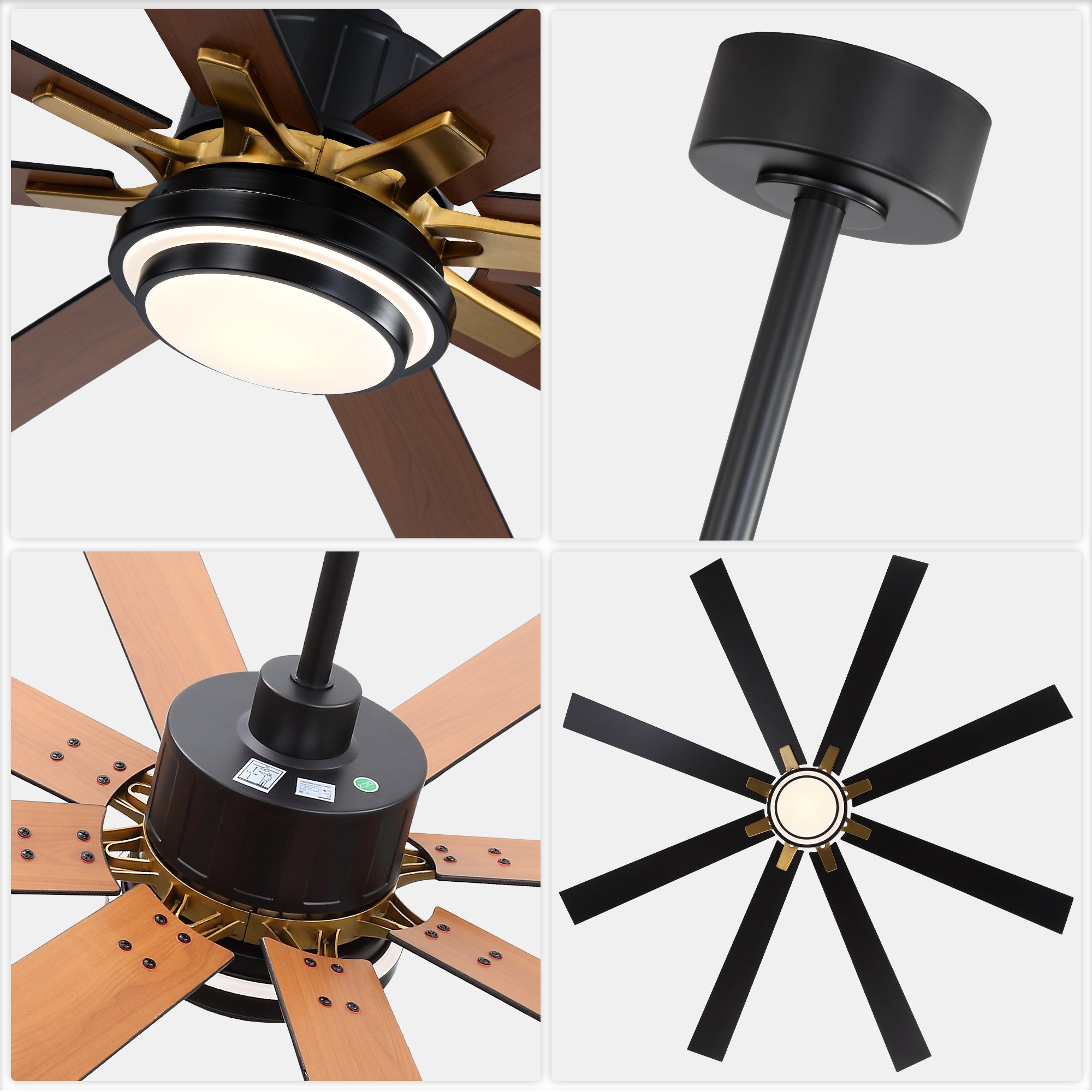 72 Inch Modern Ceiling Fan with LED Light and Remote Control, 6 Speeds DC Motor Reversible Large Ceiling Fan for Living Room