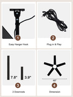 Industrial 48 Inch Outdoor Ceiling Fan with Light, Waterproof Black Blades, Dimmable LED and Remote Control Ceiling Fan Quiet DC Motor Ceiling Fan Suit for Patio, Gazebos