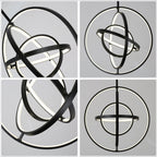 19.7 Inch Modern Round LED Chandelier with DIY Shade, Black Industrial Pendant Light Height Adjustable