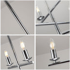 6 Lights Black/Chrome Finish Linear Industrial Chandelier, DIY Shape Linear Chandelier Dining Room Pendant Light