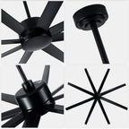 84 Inch Black Extra Large Ceiling Fan with Remote, 6 Speeds DC Motor Reversible Industrial Ceiling Fan for Large Room