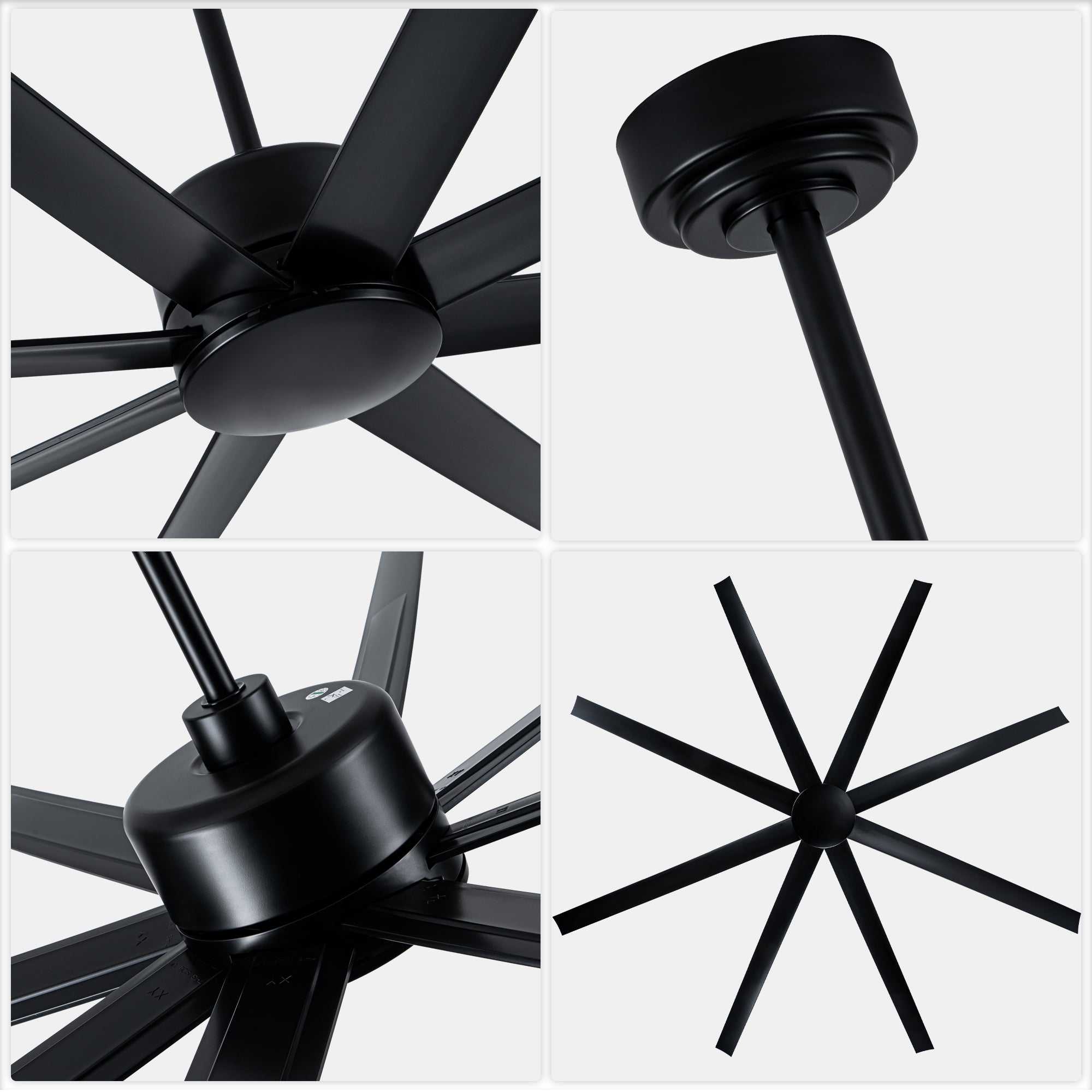84 Inch Black Extra Large Ceiling Fan with Remote, 6 Speeds DC Motor Reversible Industrial Ceiling Fan for Large Room