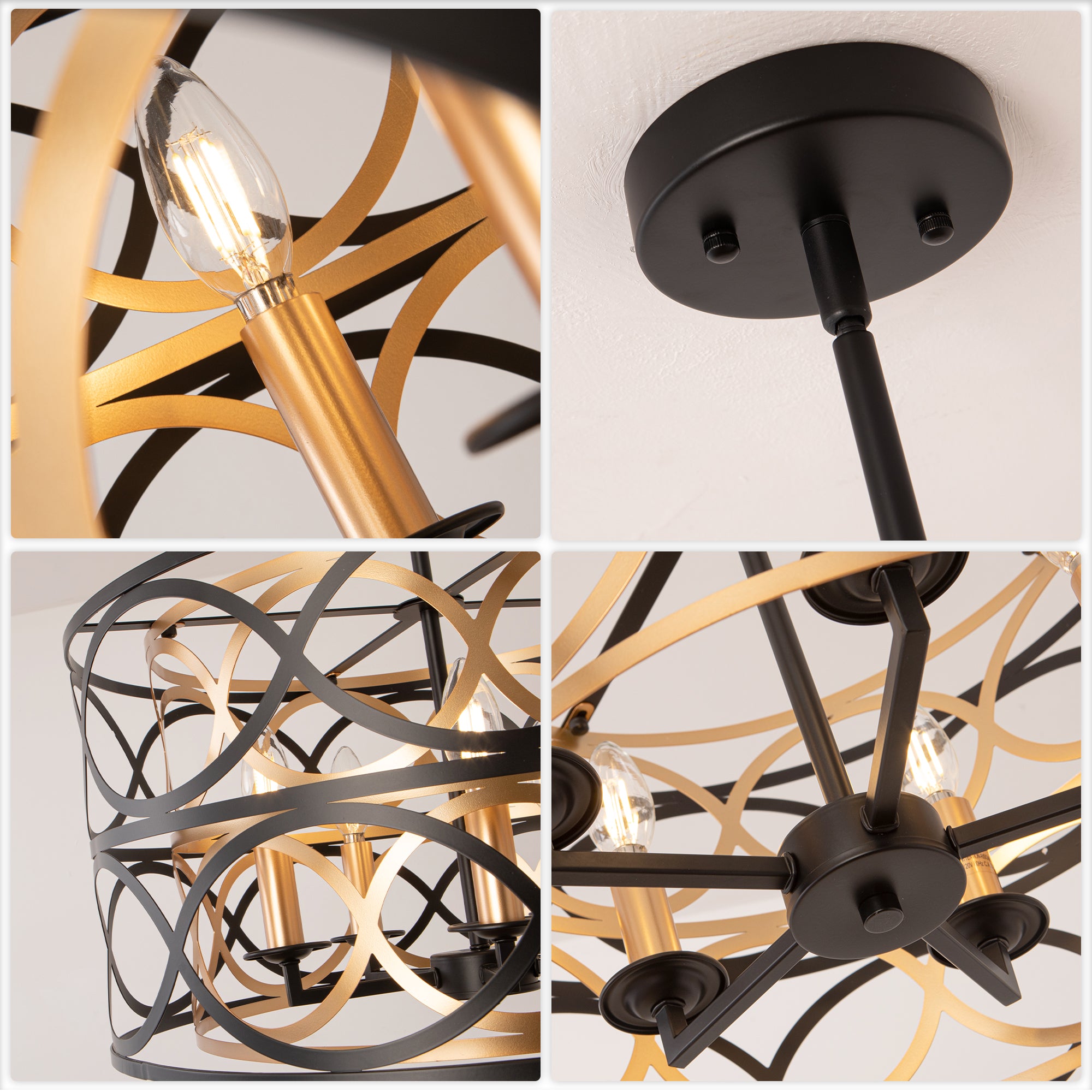 FC4107-5 Lights Simple Linear Iron Geometric Chandelier, Home Decoration Pendant Light