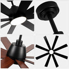 72 Inch Black Modern Ceiling Fan with LED Light and Remote, 6 Speeds DC Motor Reversible Extra Large Ceiling Fan for Living Room