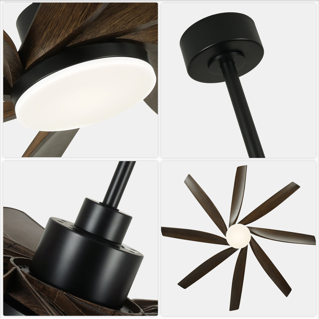 72 Inch Modern Ceiling Fan with LED Light and Remote Control, 6 Speed Reversible DC Motor Large Room Ceiling Fan for Living Room
