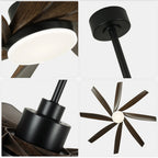 72 Inch Modern Ceiling Fan with LED Light and Remote Control, 6 Speed Reversible DC Motor Large Room Ceiling Fan for Living Room