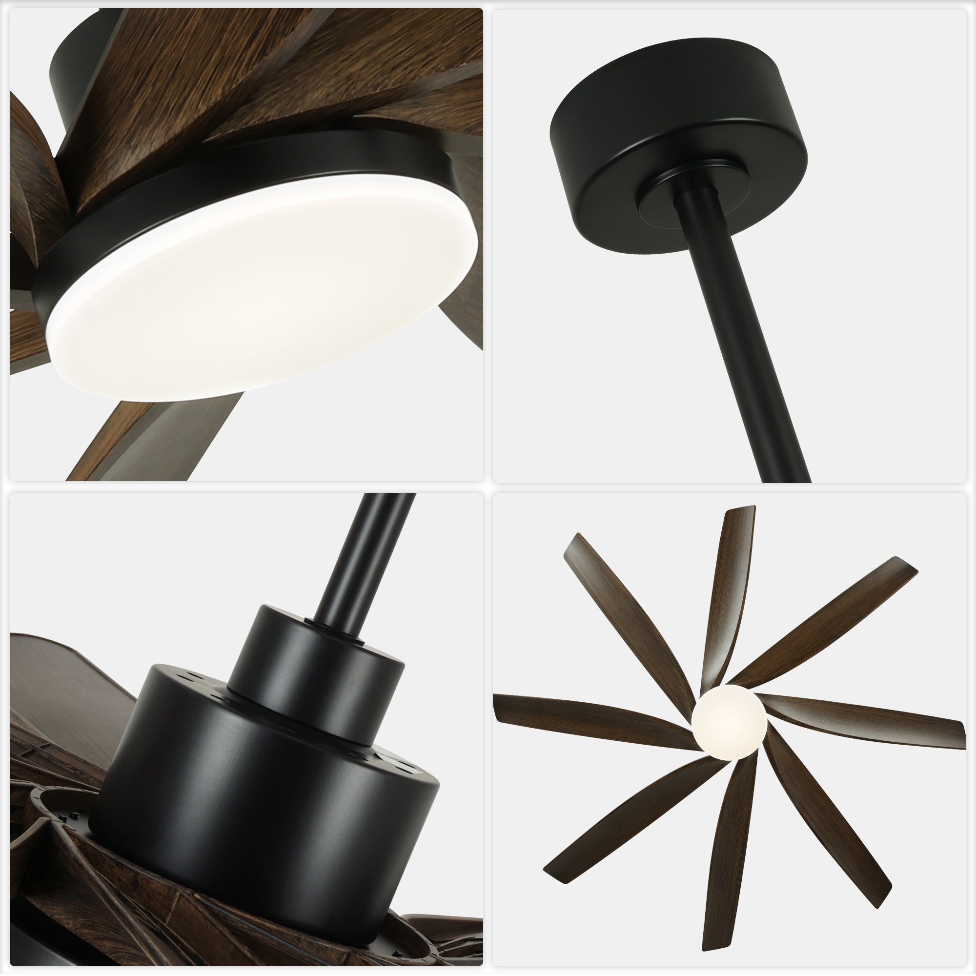 72 Inch Modern Ceiling Fan with LED Light and Remote Control, 6 Speed Reversible DC Motor Large Room Ceiling Fan for Living Room