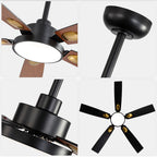 52 Inch Modern LED Ceiling Fan with Light and Remote,6 Speeds DC Motor Reversible Ceiling Fan for Living Room