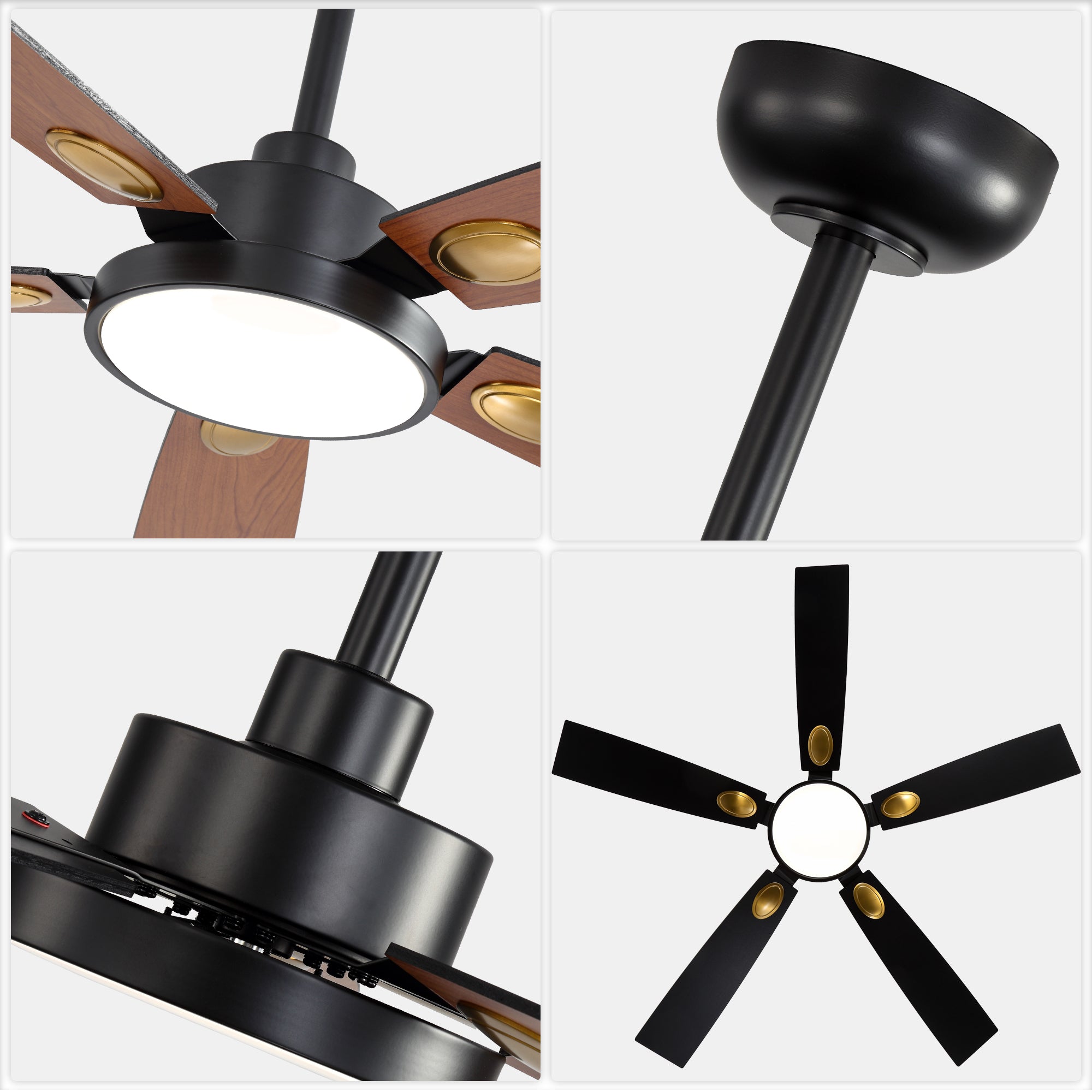 52 Inch Modern LED Ceiling Fan with Light and Remote,6 Speeds DC Motor Reversible Ceiling Fan for Living Room