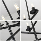 6 Lights Black/Chrome Finish Linear Industrial Chandelier, DIY Shape Linear Chandelier Dining Room Pendant Light