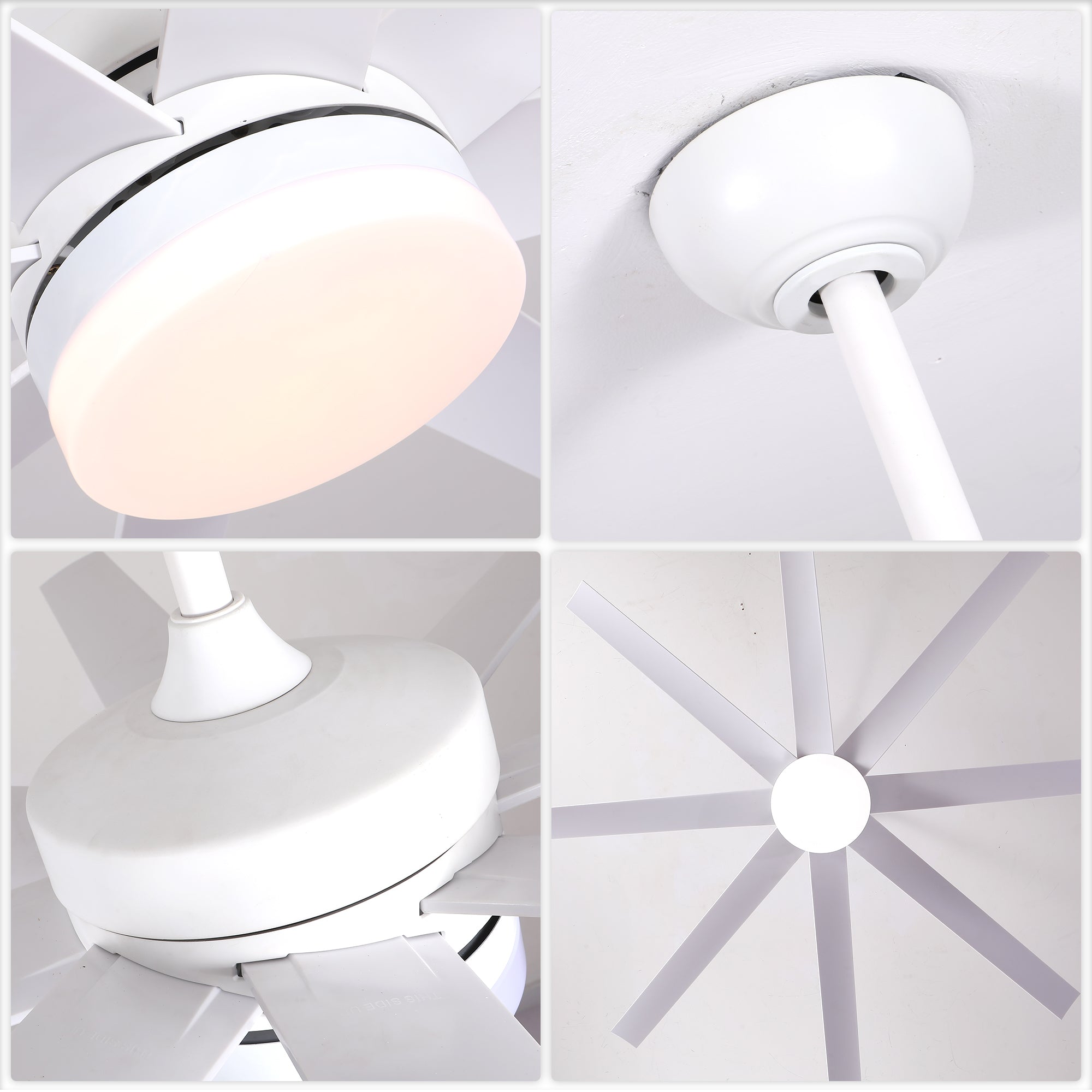 65 Inch Modern White Extra Large Ceiling Fan with LED Light and Remote, 6 Speeds DC Motor Reversible Ceiling Fan for Large Rooms