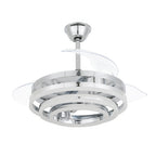 42 Inch Modern Smart Retractable Ceiling Fan with LED Light and Remote, 6 Speeds DC Motor Bladeless Ceiling Fan with DIY Shade