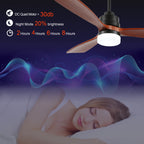 52 Inch Modern Farmhouse 3 Wooden Blades Ceiling Fan with Dimmable LED Light and Remote, 6 Speeds DC Motor Reversible Ceiling Fan for Living Room