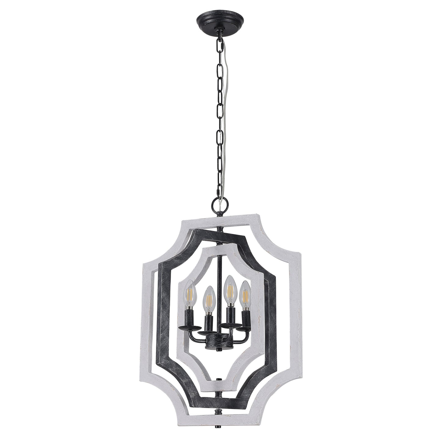 FC4070-16.9" Small Size Wooden Chandelier with Adjustable Chain, 4 Light, for Home Decor