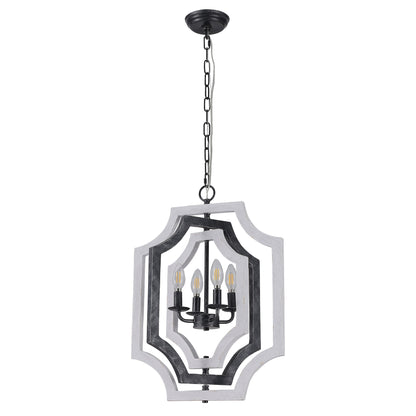 FC4070-16.9" Small Size Wooden Chandelier with Adjustable Chain, 4 Light, for Home Decor