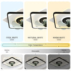 19 Inch Square Modern Smart Low Profile Ceiling Fan with LED Light, 6 Speeds DC Motor Flush Mount Ceiling Fan for Bedroom