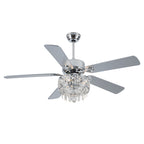 BD2064-BellaDepot 52" Silver Finish Deluxe Crystal Reversible Ceiling Fan with 3 Lights and Remote