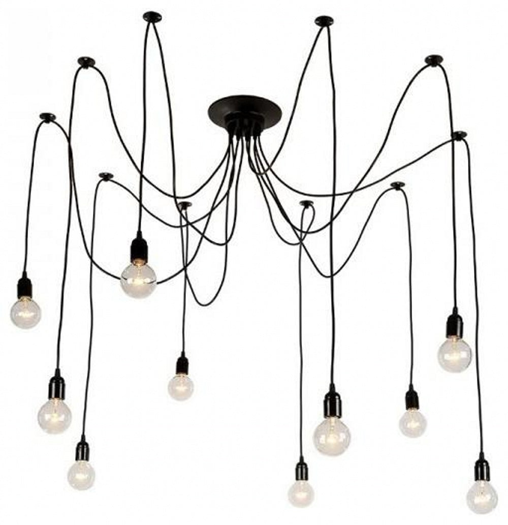 10/14 - Light Adjustable Cluster Linear Spider Chandelier, Black Sputnik Chandelier
