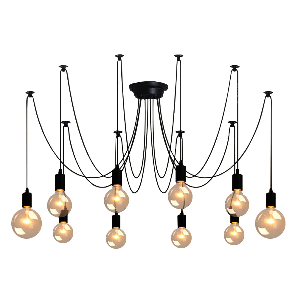 10/14 - Light Adjustable Cluster Linear Spider Chandelier, Black Sputnik Chandelier