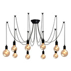 10/14 - Light Adjustable Cluster Linear Spider Chandelier, Black Sputnik Chandelier