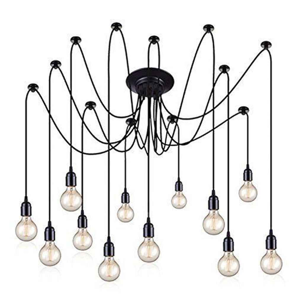 10/14 - Light Adjustable Cluster Linear Spider Chandelier, Black Sputnik Chandelier