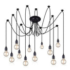 10/14 - Light Adjustable Cluster Linear Spider Chandelier, Black Sputnik Chandelier