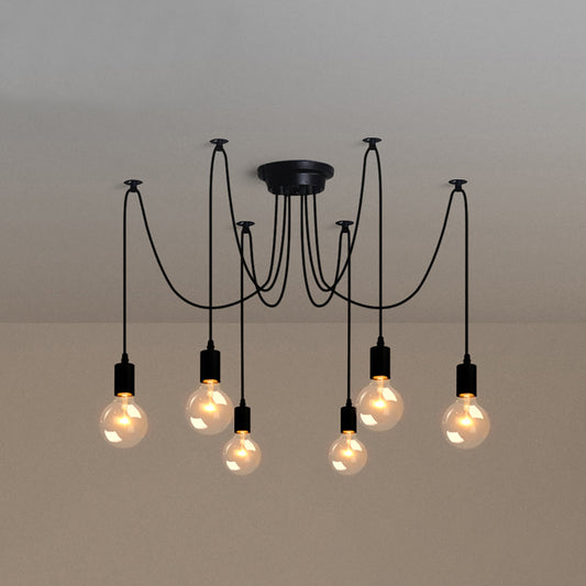 BD1032-6-Modern Industrial 6-Light Edison Adjustable Spider Cluster Chandelier