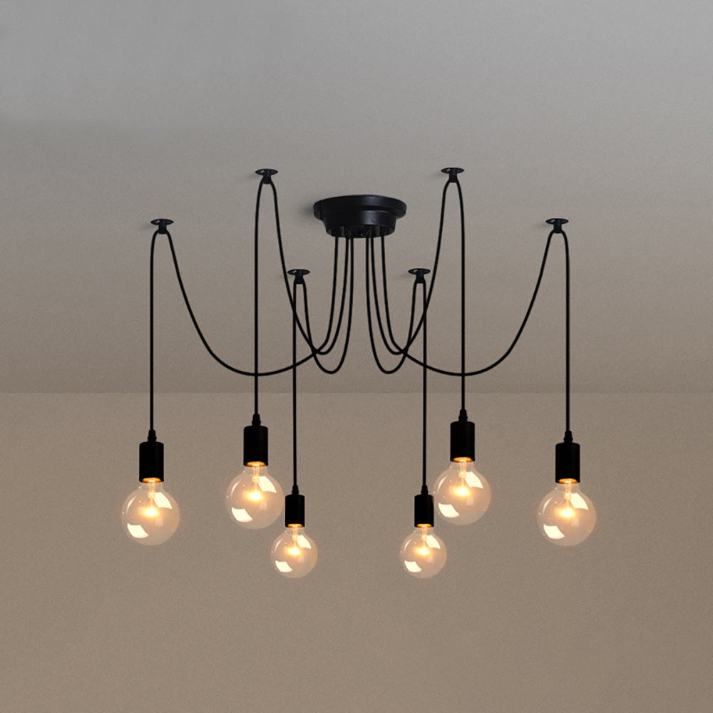 10/14 - Light Adjustable Cluster Linear Spider Chandelier, Black Sputnik Chandelier