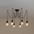10/14 - Light Adjustable Cluster Linear Spider Chandelier, Black Sputnik Chandelier