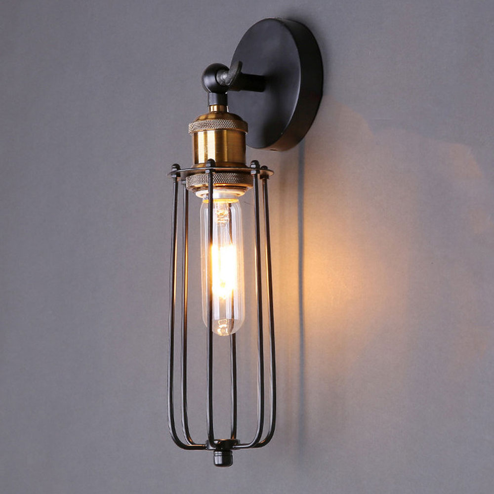 1 - Light Black Industrial Wall Sconces with Adjustable Angle, Modern Wall Light for Hallway