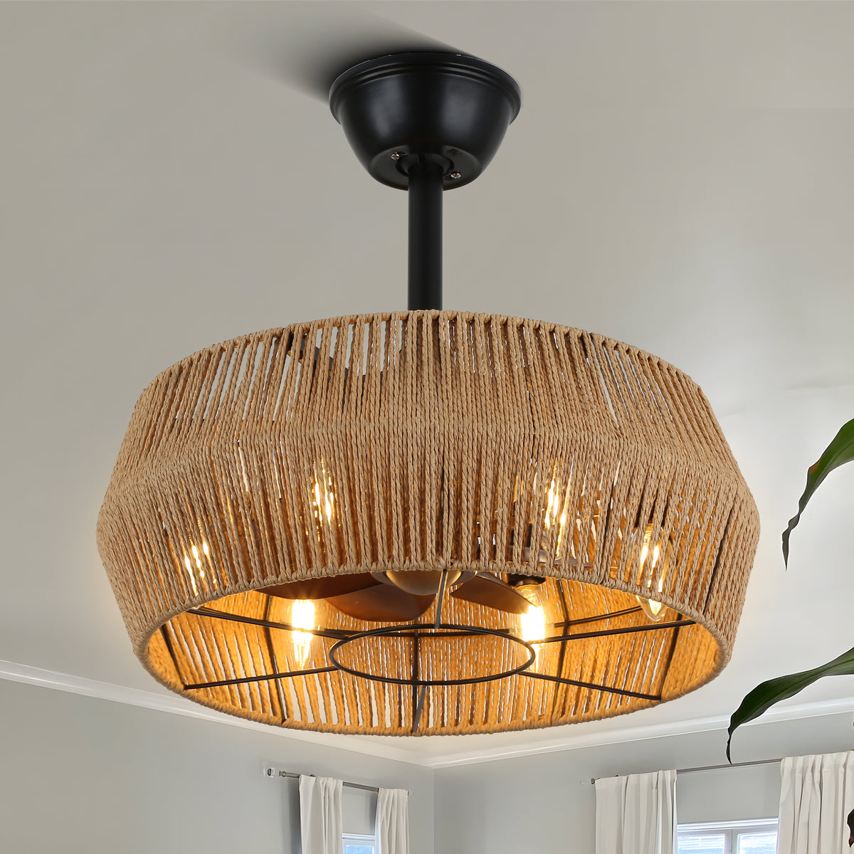 Wicker Ceiling BD1801 - 18 in. Rattan Wicker 3- Speed Scandi Style Ceiling Fan with L ...