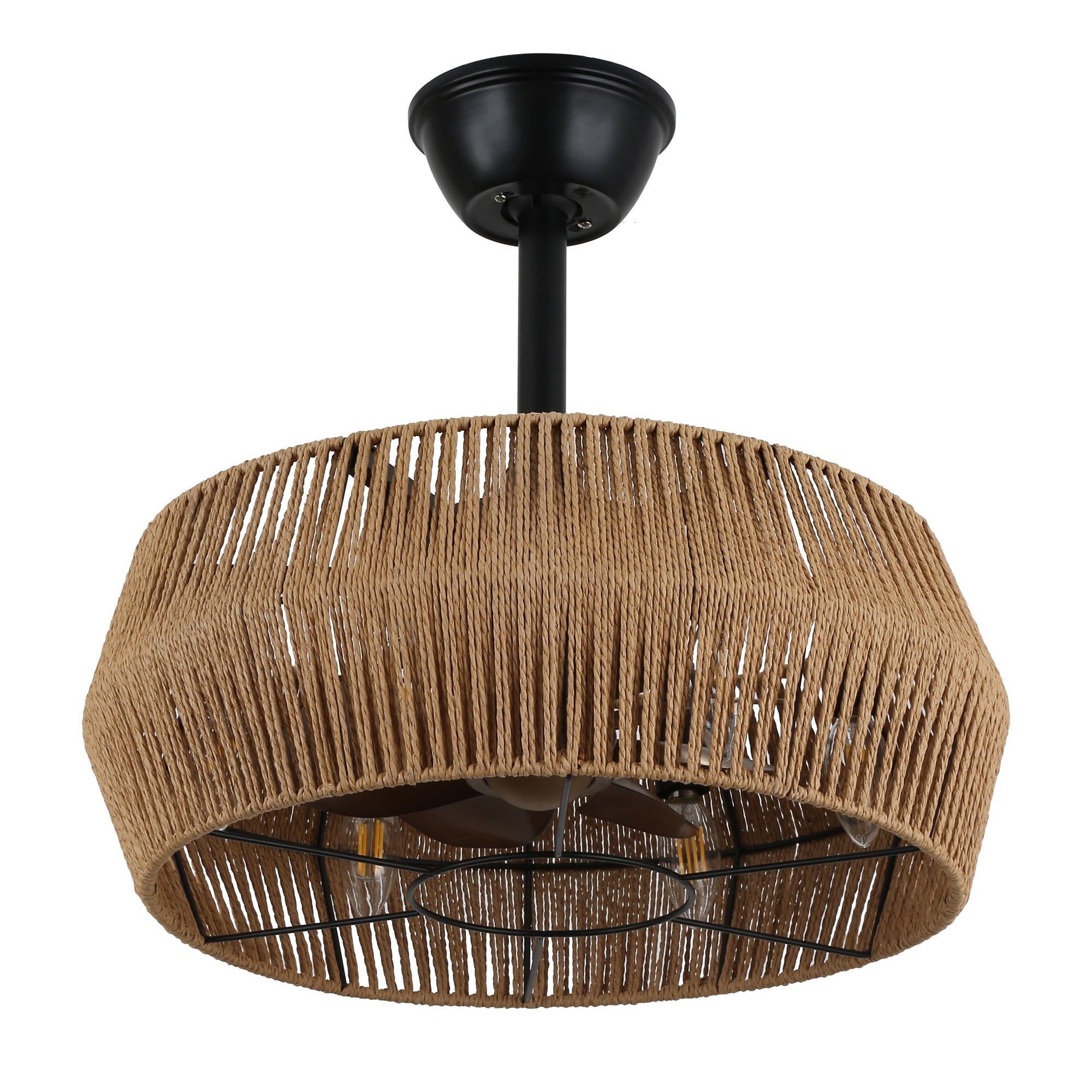 BD1801-BellaDepot 18" Rattan Series Cottage Caged Reversible Ceiling Fan with Lights Remote Control