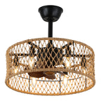 BD1805-BellaDepot 18" Rattan Series Cottage Caged Reversible Ceiling Fan with Lights Remote Control
