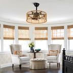 BD1805-BellaDepot 18" Rattan Series Cottage Caged Reversible Ceiling Fan with Lights Remote Control