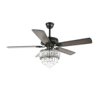 52 Inch Modern Luxury Crystal Ceiling Fan with Light and Remote Control, 6 Speeds DC Motor Chandelier Ceiling Fan for Living Room